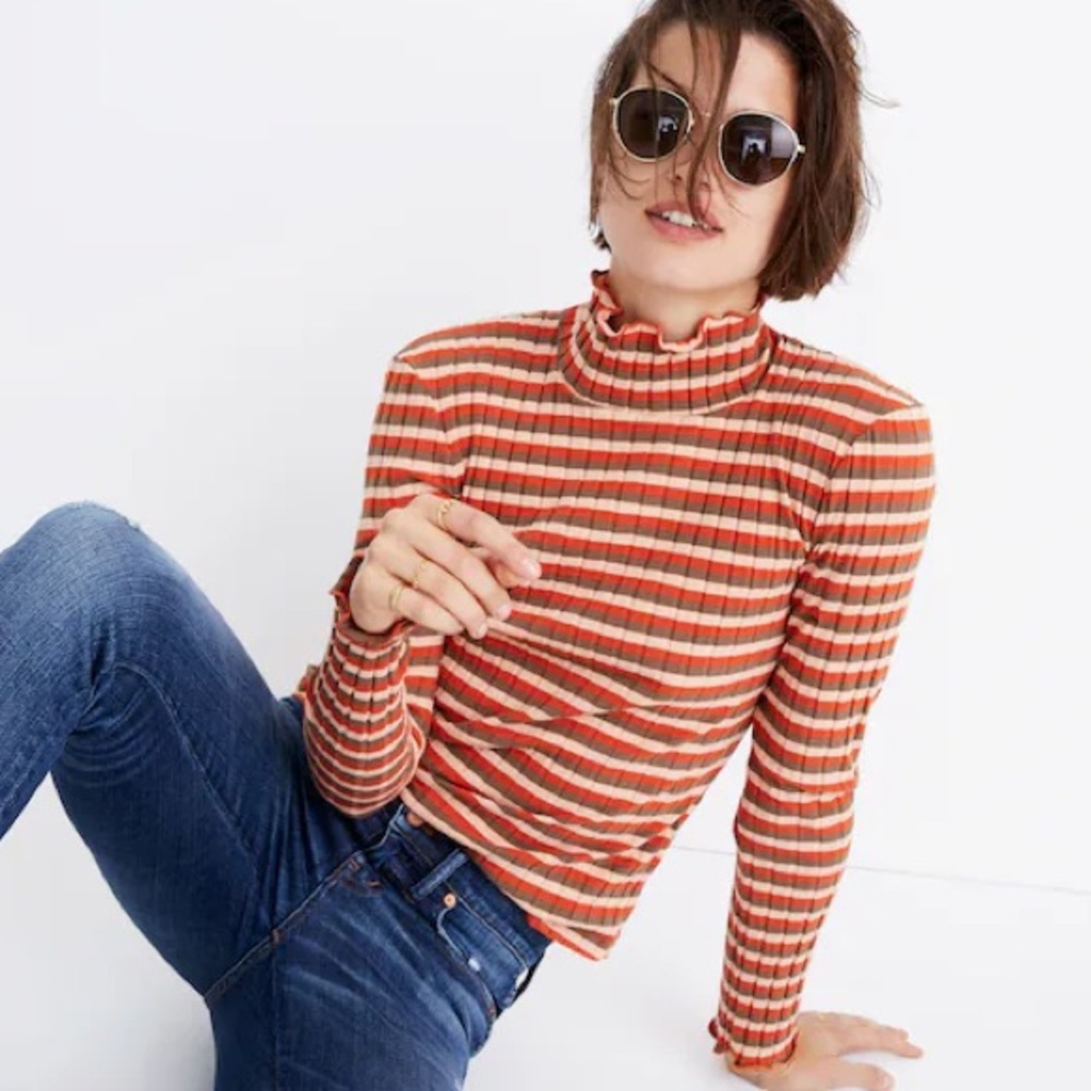 Madewell Ribbed Striped Turtleneck XS
